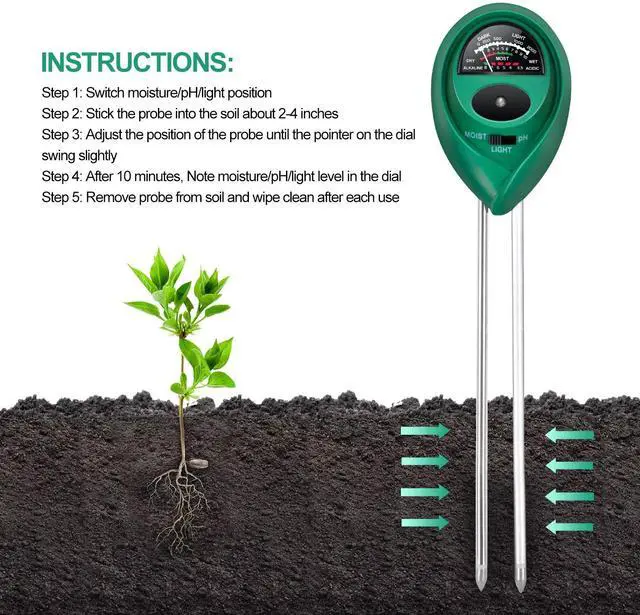 Alt view image 3 of 7 - iPower 3 In 1 Soil Tester Water Moisture Light Meter for Garden Plant Soil Test