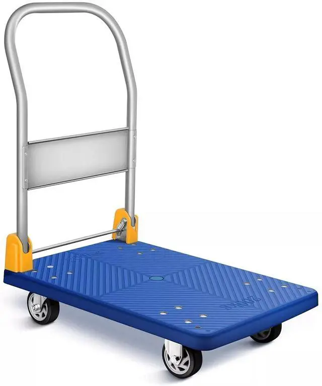 Main image of Platform Truck with 440lb Weight Capacity and 360 Degree Swivel Wheels Blue