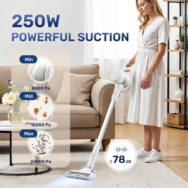 Alt view image 3 of 7 - Stick Cordless Vacuum Cleaner Electric Rechargeable Suction for Pet Hair Floor