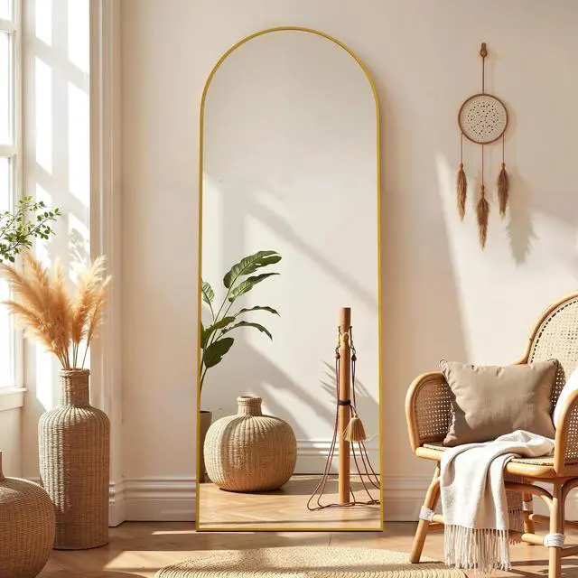 Main image of 59"x16" Arched Mirror Full Length for Home Decor Frame Mirror Cloakroom Gold
