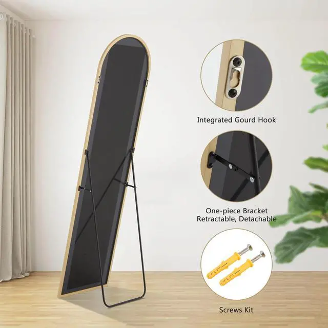 Alt view image 4 of 7 - 59"x16" Arched Mirror Full Length for Home Decor Frame Mirror Cloakroom Gold