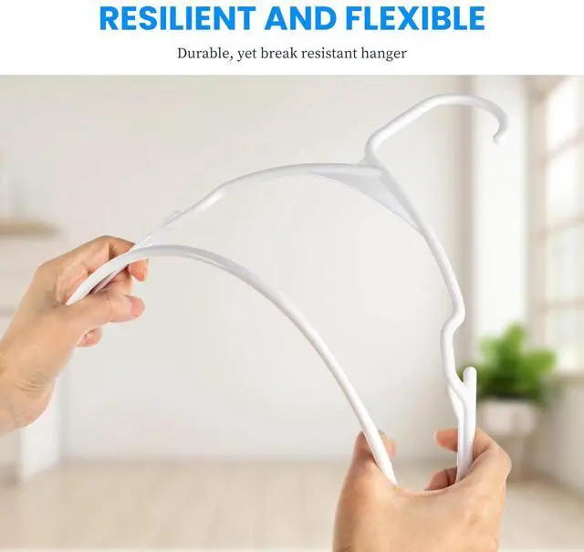 Alt view image 2 of 7 - 50 Pack Plastic Hangers Lightweight Space-Saving for Shirts Dresses Coats White