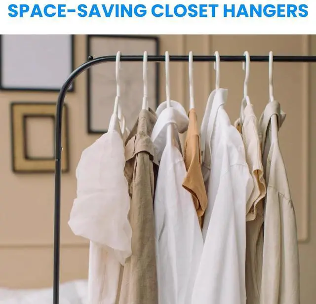 Alt view image 5 of 7 - 50 Pack Plastic Hangers Lightweight Space-Saving for Shirts Dresses Coats White