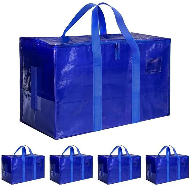 Main image of 4 Pack Extra Large Moving Bags with Lids Reinforced Handles and Zippers Blue