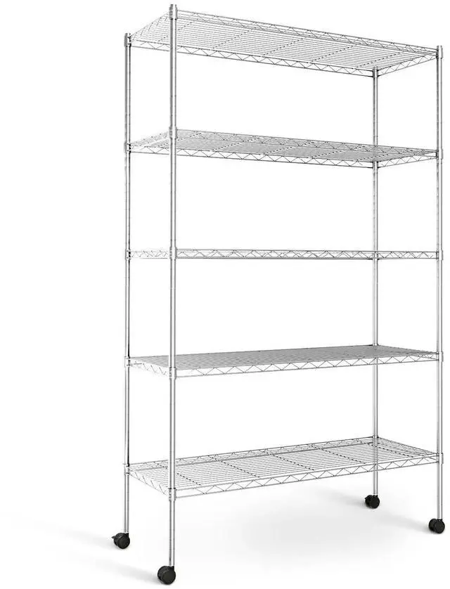 Alt view image 2 of 6 - 5-Tier Storage Shelving Unit 1250 Lbs Loading Capacity Heavy Duty Chrome 1 Pack