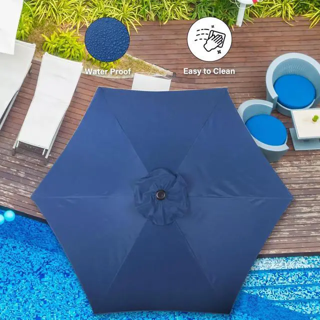 Alt view image 3 of 7 - 2 Pack 7.5ft Umbrella Outdoor with Push Button Tilt/Crank for Garden Pool Blue