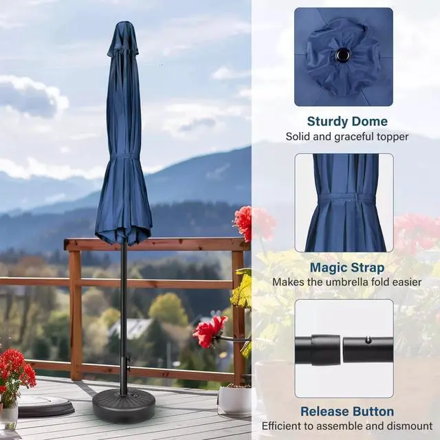 Alt view image 5 of 7 - 2 Pack 7.5ft Umbrella Outdoor with Push Button Tilt/Crank for Garden Pool Blue