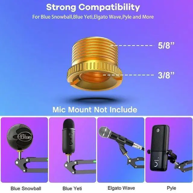 Alt view image 3 of 7 - ZealSound RGB Boom Microphone Stand, Adjustable Suspension Boom Arm, Compatible with Blue Yeti, Snowball, QuadCast for Gaming, Streaming, Podcasting, Includes 3/8" to 5/8" Adapter
