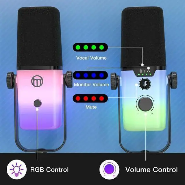 Alt view image 4 of 7 - ZealSound USB Gaming Microphone,PC Microphone for phone tablet with RGB for Streaming Podcast Vocal Recording ASMR, Computer Mic with Noise Cancellation,Mute Button,Gain Knob,Desktop Arm Boom Stand