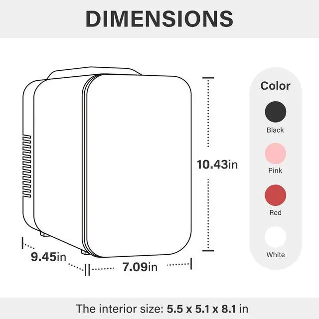 Alt view image 4 of 7 - Mini Fridge 4L/6 Can Cooler & Warmer Refrigerator Freon-Free Portable White