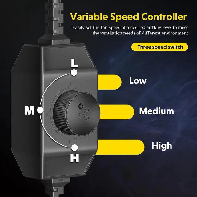 Alt view image 5 of 7 - 4 Inch Exhaust Inline Duct Fan with Variable Speed Controller for Grow Tent