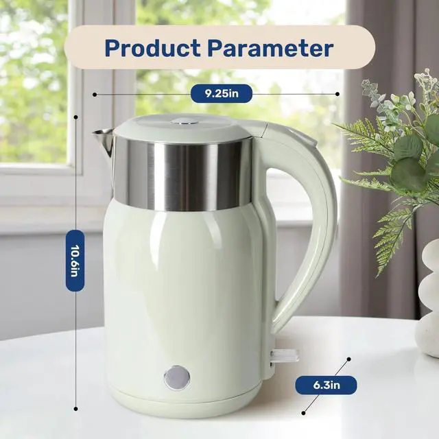 Alt view image 3 of 7 - Electric Kettle 1.8 Liter 1100W Auto Shut-Off and Boil Dry Protection Mint Green