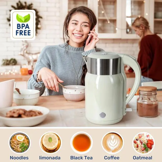 Alt view image 7 of 7 - Electric Kettle 1.8 Liter 1100W Auto Shut-Off and Boil Dry Protection Mint Green