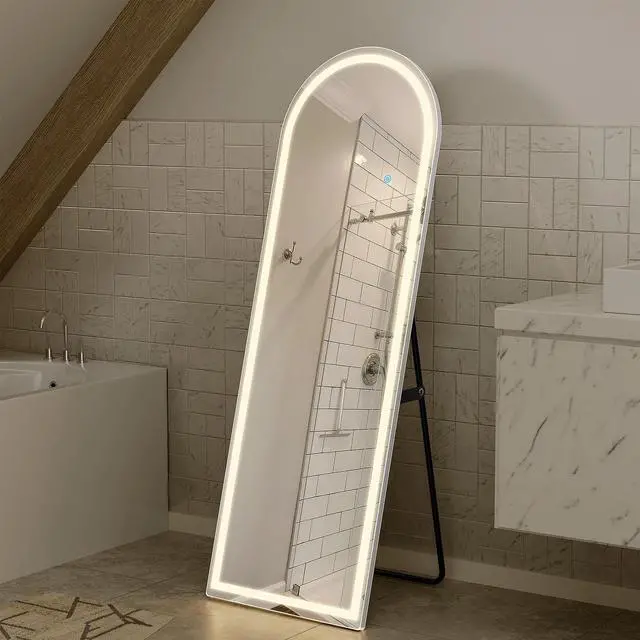 Alt view image 5 of 7 - 60"x16" Full Length Mirror with LED Light for Bedroom Dressing Cloakroom Arched