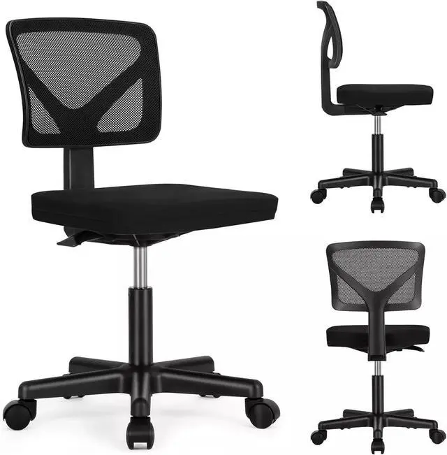 Alt view image 6 of 6 - Mesh Home Office Chair with Lumbar Support Comfortable Seat Computer Chair Black