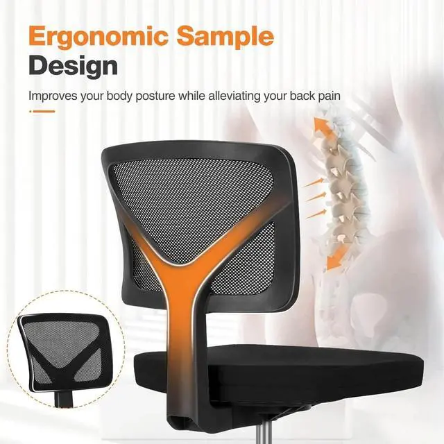 Alt view image 3 of 6 - Mesh Home Office Chair with Lumbar Support Comfortable Seat Computer Chair Black