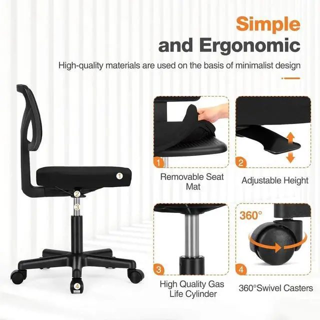 Alt view image 4 of 6 - Mesh Home Office Chair with Lumbar Support Comfortable Seat Computer Chair Black