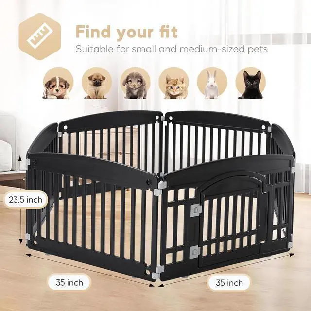 Alt view image 7 of 7 - 6 Panel Dog Playpen Indoor Fence with Door, Small Medium Pet, Puppy Cage,24