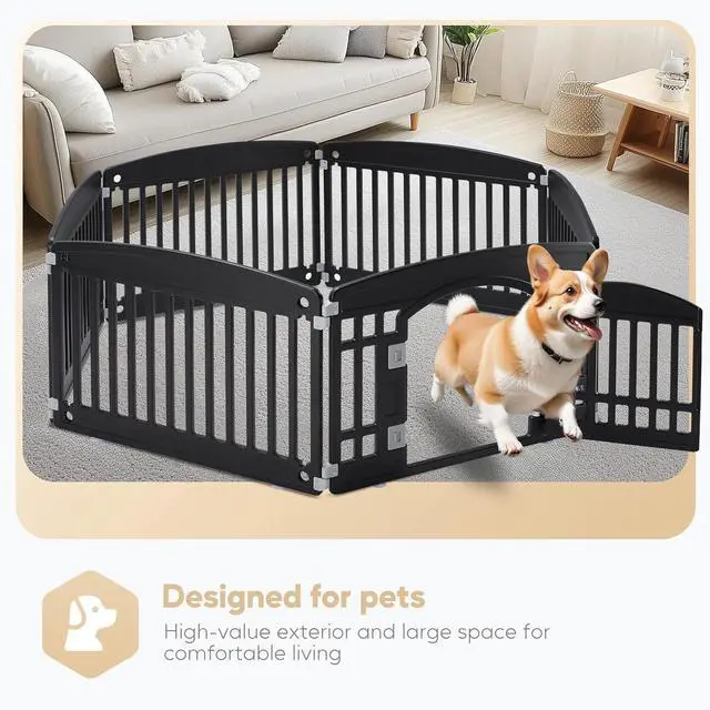 Alt view image 2 of 7 - 6 Panel Dog Playpen Indoor Fence with Door, Small Medium Pet, Puppy Cage,24