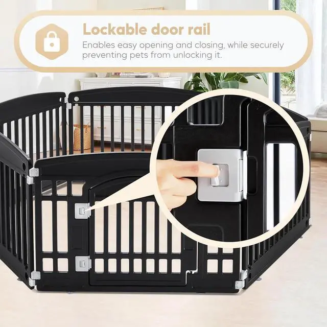 Alt view image 5 of 7 - 6 Panel Dog Playpen Indoor Fence with Door, Small Medium Pet, Puppy Cage,24