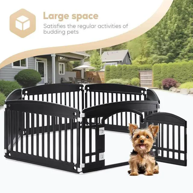 Alt view image 6 of 7 - 6 Panel Dog Playpen Indoor Fence with Door, Small Medium Pet, Puppy Cage,24
