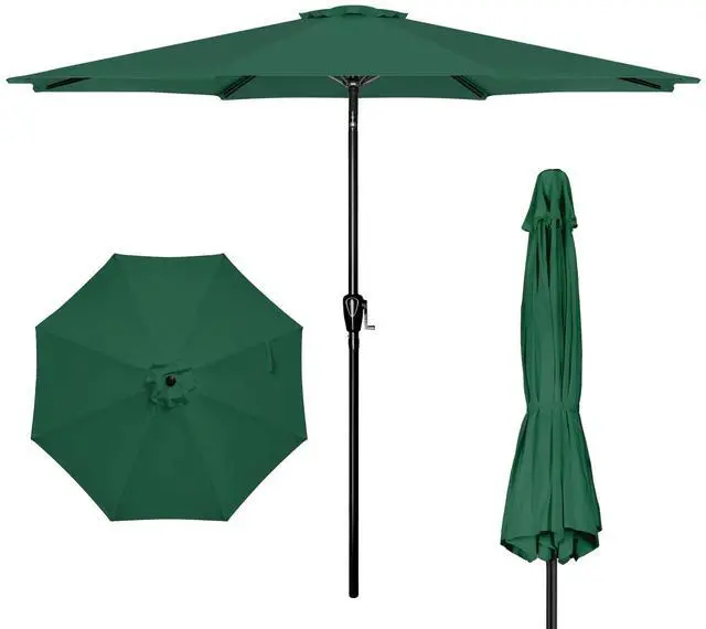 Main image of 9ft Patio Umbrella Outdoor Table Market Yard Umbrella with 8 Sturdy Ribs Green