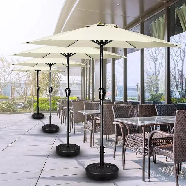 Alt view image 7 of 7 - 9ft Umbrella Outdoor with 8 Sturdy Ribs Push Button Tilt for Pool Garden Beige