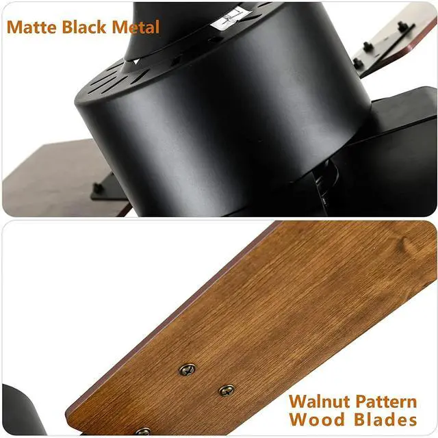 Alt view image 3 of 7 - Simple Deluxe Modern 44'' Ceiling Fan with LED Light and Remote Control 5 Blades