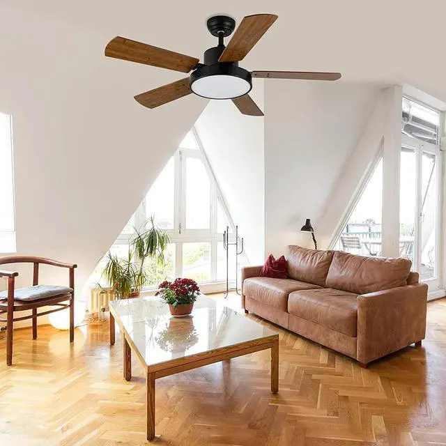 Alt view image 7 of 7 - Simple Deluxe Modern 44'' Ceiling Fan with LED Light and Remote Control 5 Blades