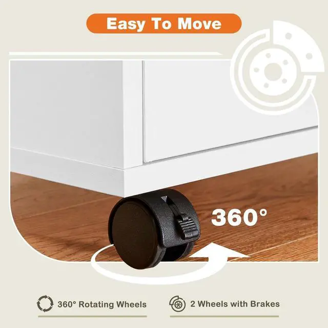Alt view image 2 of 7 - 5 Drawer Chest Drawers Wood Organization Furniture with Wheels White