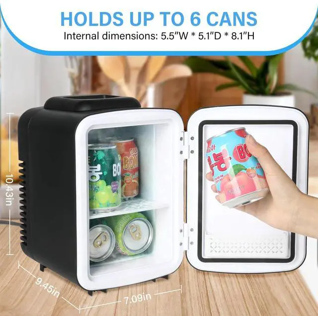 Alt view image 3 of 7 - 4L/6 Can Mini Fridge Portable Cooler & Warmer Refrigerator 100% Freon-Free