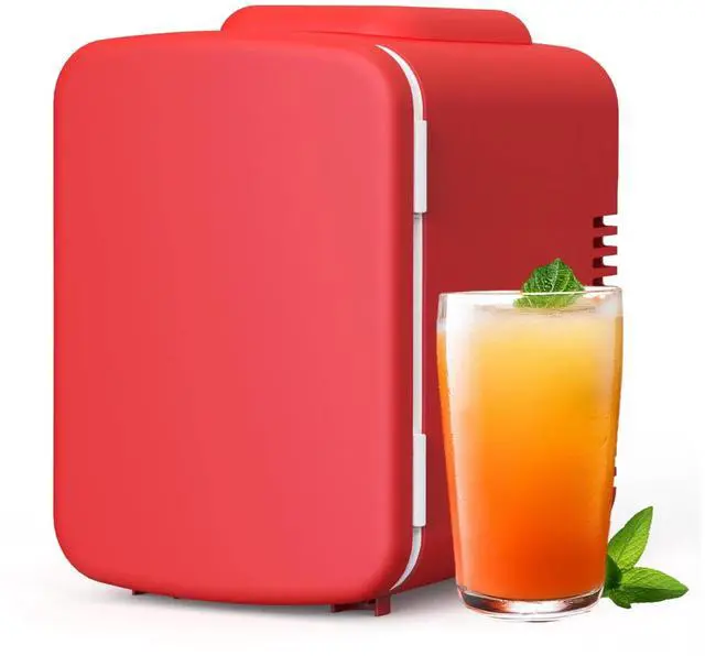 Main image of 4L/6 Can Mini Fridge Portable Cooler & Warmer Refrigerator Freon-Free Red