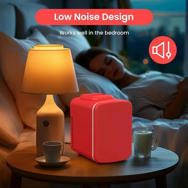 Alt view image 4 of 7 - 4L/6 Can Mini Fridge Portable Cooler & Warmer Refrigerator Freon-Free Red