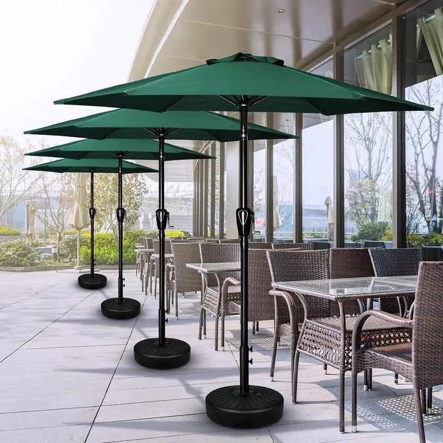 Alt view image 7 of 7 - 7.5ft Outdoor Umbrella with 6 Ribs with Push Button Tilt/Crank for Pool Green