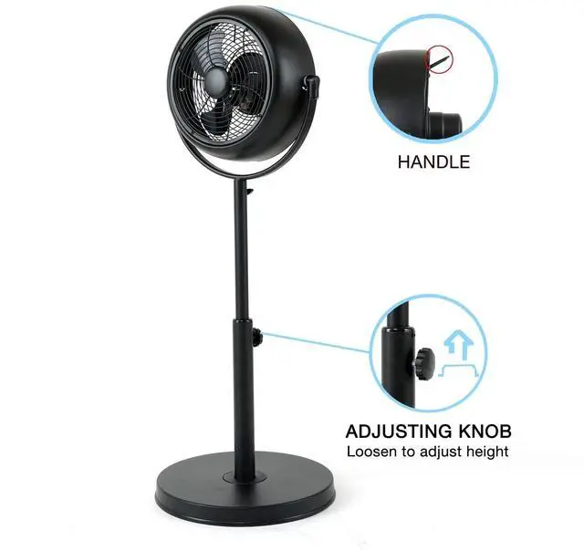 Alt view image 6 of 7 - Industrial Retro Pedestal Stand Fan Adjustable Height for Industrial Residential