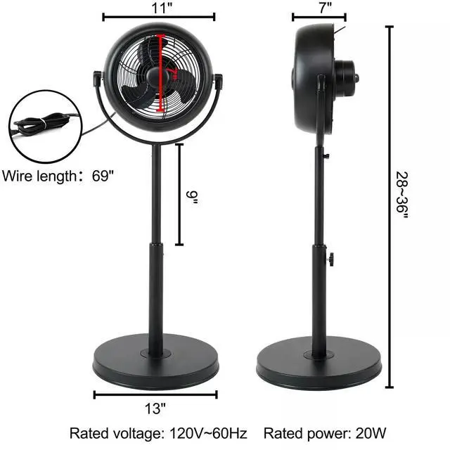 Alt view image 5 of 7 - Industrial Retro Pedestal Stand Fan Adjustable Height for Industrial Residential