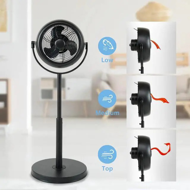 Alt view image 4 of 7 - Industrial Retro Pedestal Stand Fan Adjustable Height for Industrial Residential