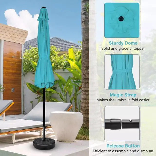 Alt view image 4 of 7 - 7.5' Patio Umbrella Outdoor Market Yard Umbrella with 6 Sturdy Ribs Turquoise