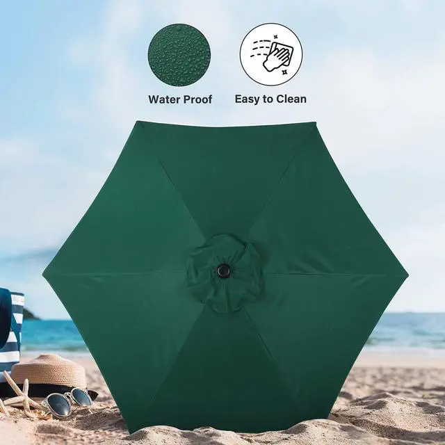 Alt view image 4 of 6 - 9' Patio Umbrella Outdoor Market Yard Umbrella with Push Button Tilt/Crank Green