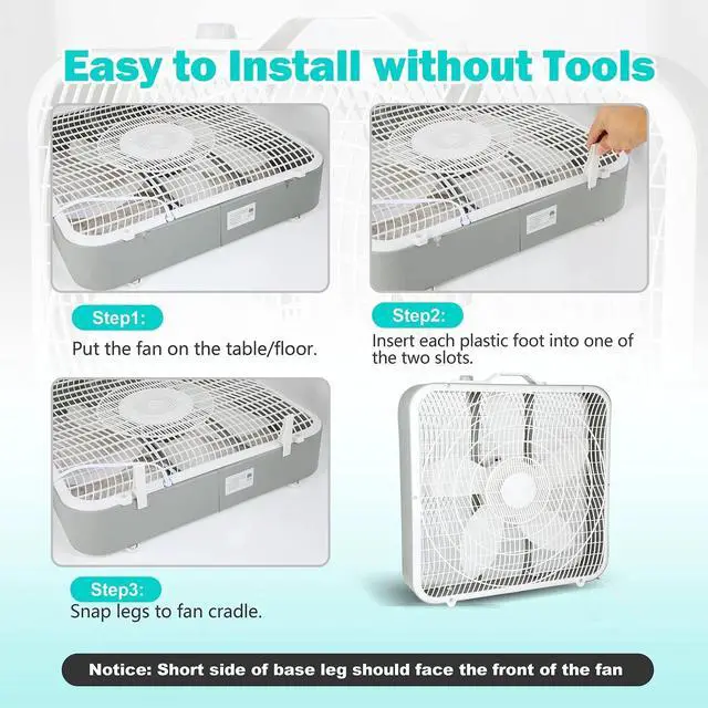 Alt view image 2 of 7 - 20 Box Fan 3-Speed Cooling Table Fan with Aerodynamic Shaped Fan Blades