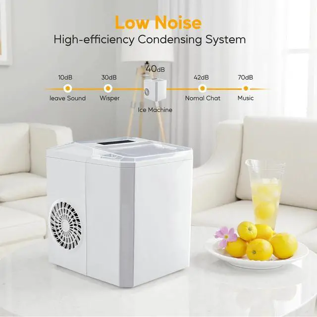 Alt view image 4 of 7 - Countertop Ice Maker Self-Cleaning with Scoop Basket & Handle for Kitchen White