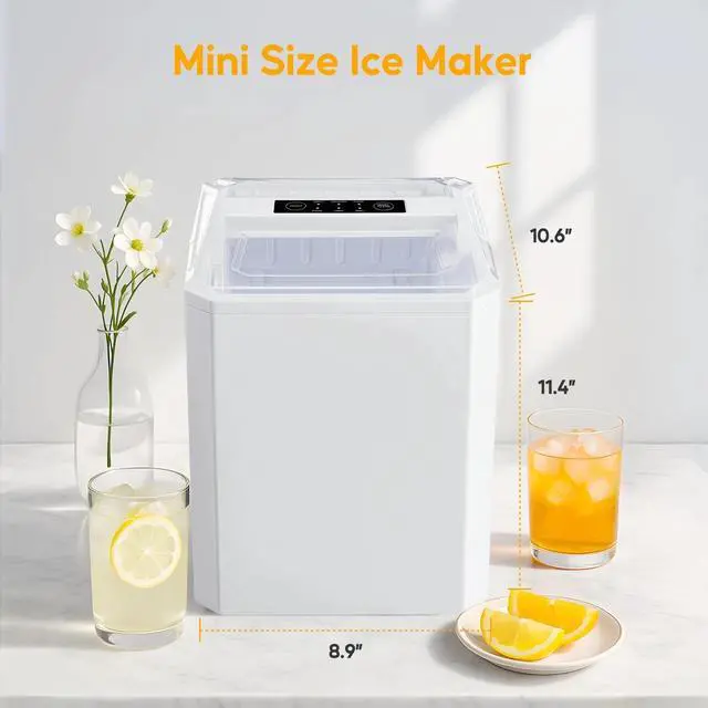 Alt view image 3 of 7 - Countertop Ice Maker Self-Cleaning with Scoop Basket & Handle for Kitchen White