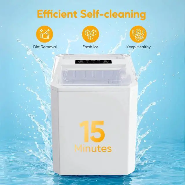 Alt view image 5 of 7 - Countertop Ice Maker Self-Cleaning with Scoop Basket & Handle for Kitchen White