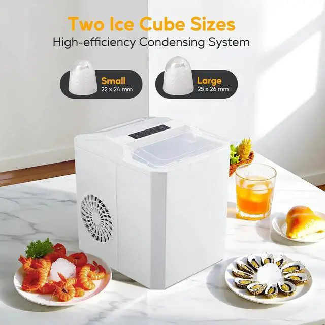 Alt view image 6 of 7 - Countertop Ice Maker Self-Cleaning with Scoop Basket & Handle for Kitchen White