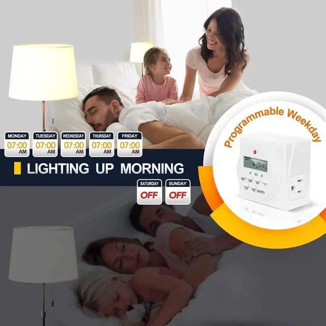 Alt view image 3 of 5 - Digital Programmable Electric Timer Indoor Dual Outlet Switch for Lights 2 Pack