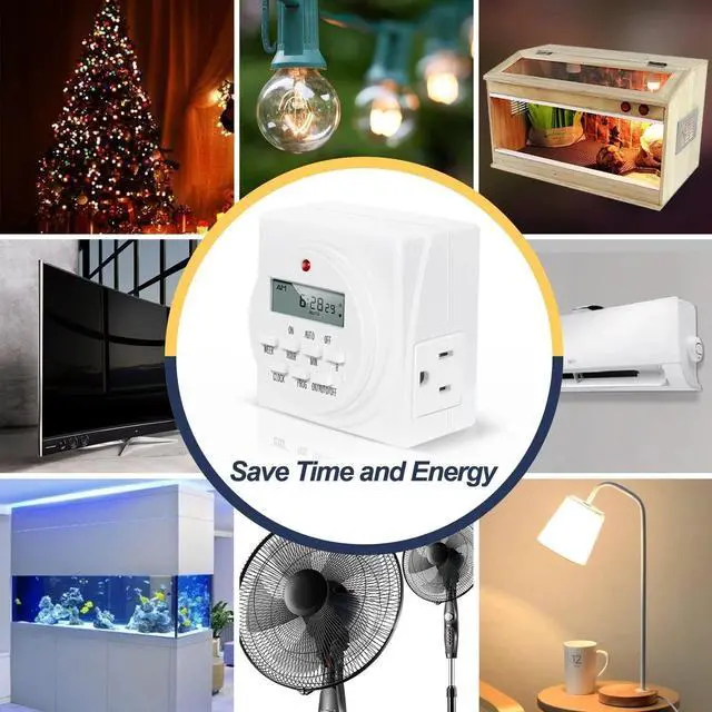 Alt view image 5 of 5 - Digital Programmable Electric Timer Indoor Dual Outlet Switch for Lights 2 Pack