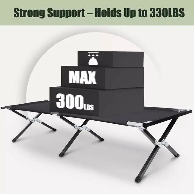 Alt view image 3 of 7 - Folding Camping Cot with Storage Bag Portable and Lightweight Sleeping Bed