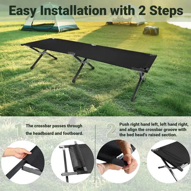 Alt view image 4 of 7 - Folding Camping Cot with Storage Bag Portable and Lightweight Sleeping Bed
