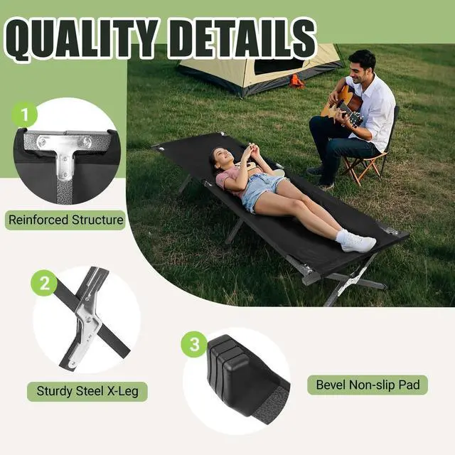 Alt view image 5 of 7 - Folding Camping Cot with Storage Bag Portable and Lightweight Sleeping Bed