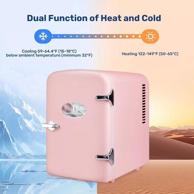 Alt view image 5 of 7 - 4L 6 Can Portable Mini Fridge Compact Cooler & Warmer with window Pink